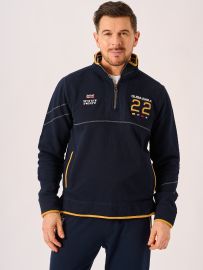 Dark Navy and Yellow X-Series 1/4 Zip Piqué Sweatshirt - Palmer