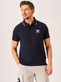 Dark Navy Textured Polo Shirt - Picard
