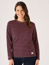 Multicoloured Striped Cotton Long Sleeve T-Shirt - Pinock