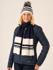 Navy and White Cable Knitted Scarf - Reagen