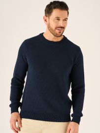 Samson Textured Knit Jumper In Dark Navy 