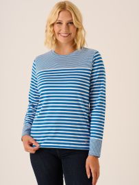 Saylor Long Sleeved Striped T-Shirt In Blue And White
