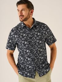 Simmons Lifestyle Stingray Printed Shirt in Dark Navy and White