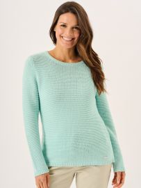 Aqua Pearl Stitch Cotton Knitted Jumper - Skylar 