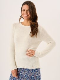 White Pearl Stitch Cotton Knitted Jumper - Skylar 
