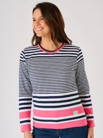 T-shirt A Maniche Lunghe Donna Timezone – Modello Stripy Cuff, Girocollo E Polsini A Contrasto - 2