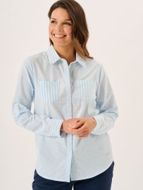 Blue And White Long Sleeved Striped Shirt - Saranda