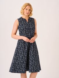 Navy Lighthouse Print Midi Dress – Suri