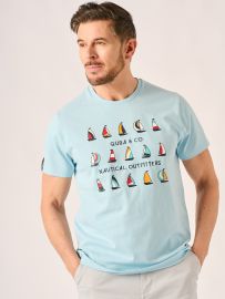 Blue Boat Print T-Shirt - Taylur 