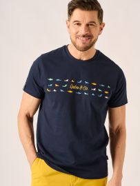 Dark Navy Shark Print T-Shirt - Tazo