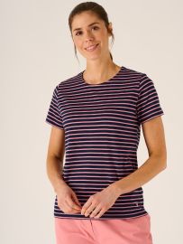Wave Striped T-Shirt In Navy And Soft Rose