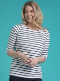 Siderno 3/4 Sleeve Striped T-Shirt - White/Navy | Quba & Co Summer Essentials
