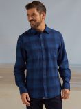 Manor Long Sleeve Check Shirt - Navy/China Blue | Quba & Co
