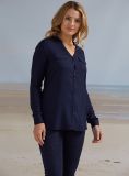 Natalie Button Detail Shirt - Navy | Quba & Co