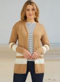 Greta Striped Cardigan - Camel | Quba & Co Knitwear
