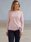 Nellie Tie Front Long Sleeve T-Shirt - Rose Pink/Foam White | Quba & Co