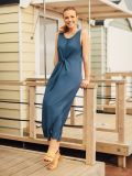 Alyssum NAVY Tie Front Maxi Dress | Quba & Co