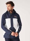 Waterproof coat in navy and white with a double zip part of the X-Series range