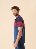 navy, red, blue, polo top, t-shirt, polo shirt, short sleeve, colour block, stripe, casual, mens, autumn