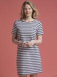 Carina Striped Jersey Dress - Foam White/Navy | Quba & Co Clothing