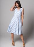 Clancy Striped V Neck Dress - Sky Blue | Quba & Co Dresses and Skirts
