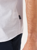 white shirt, summer shirt, pin stripe, pocket, seer sucker, button up, light blue, white