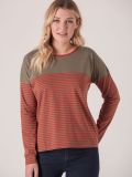 Elke Stripe Tee - Khaki / Marmalade | Quba & Co Tops & T-Shirts 