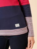 colour block, stripe, t-shirt, top, long sleeve, white, pink, navy, contrast, ladies, basic