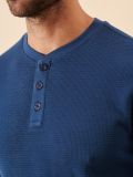 long sleeve, t-shirt, top, tee, button chest, blue, mid blue, basic