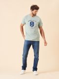 green, sage green, pale, navy, blue, anchor, embroidery, graphic, basic, t-shirt, top, tee
