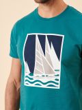 green, deep green, seagrass, graphic, sailboat, boat, top, short sleeve, t-shirt, casual, basic