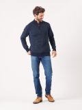 navy, blue, leather tab, branded, quarter zip, ribbed, knitted, knit, jumper, sweater, sweatshirt, pull over, mens, autumn, winter 