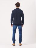 navy, blue, leather tab, branded, quarter zip, ribbed, knitted, knit, jumper, sweater, sweatshirt, pull over, mens, autumn, winter 