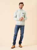green, pale, sage, quarter zip, jumper, pull over, knitted, sweatshirt, ribbed, contrast, soft, autumn, winter, mens
