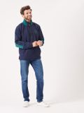 navy, heavy pique, green, sea grass, quarter zip, layer, sweatshirt, jumper, 1/4 zip, contrast 