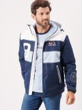 sailing, jacket, coat, lightweight, breathable, navy, white, ice blue. blue, light blue, sport, x-series, sporty, hooded, adjustable, waterproof, windproof, winter, autumn