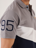 x series, polo, polo shirt, colour block, grey, navy, white, graphic on back