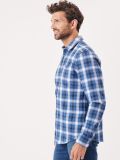 blue, mid blue, slate blue, checked, check, white, button up, shirt, brushed cotton, twill, pocket, smart, casual, mens, autumn, winter, christmas