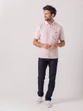 Sergio PINK Short Sleeve Pinstripe Shirt | Quba & Co