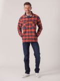 Sherpa Long Sleeve Check Shirt Jacket - Fjord Blue/Pumpkin | Quba & Co Shirts