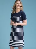Camille Striped Jersey Dress - Navy/Foam White | Quba & Co Clothing