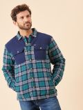 green, navy, blue, white, check, quilted, button up, autumn, winter, mens, layer, shacket, shirt, jacket