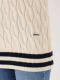 cream, white, jumper, knitwear, cable knit, navy, stripe