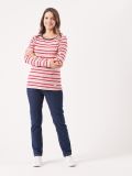 ladies t-shirt, womens t-shirt, stripe top, stripe t-shirt, womens stripe t-shirt, ladies stripe t-shirt, red strip, long sleeve, 