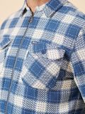 shacket, shirt, zip up, jacket, layer, quilted, checked, blue, white, beige, navy, autumn, winter, mens