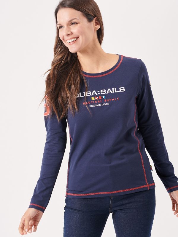 ladies t-shirt, womens t-shirt, long sleeve t-shirt, long sleeve top, navy top, womens navy top, ladies navy top, x-series