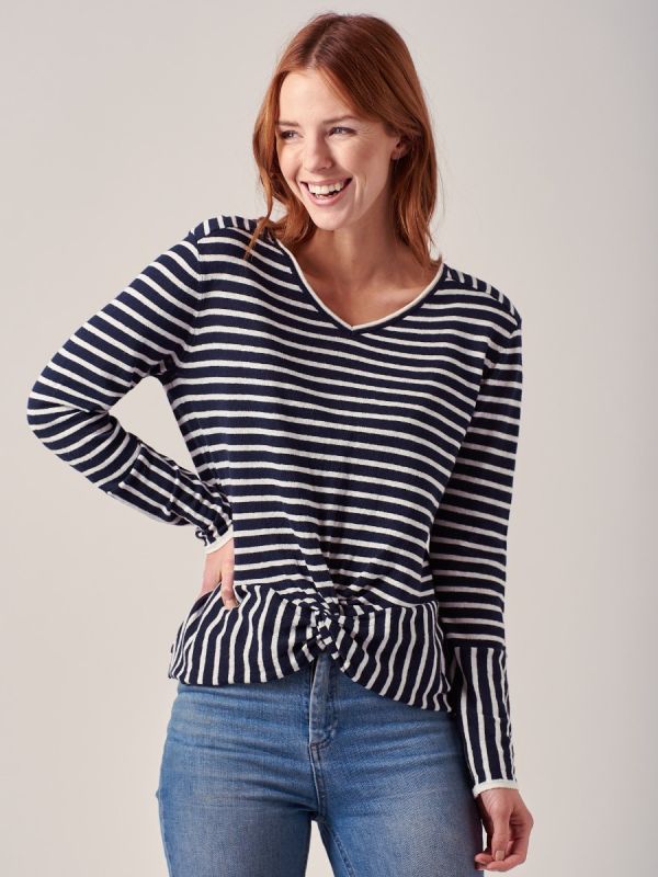Aisha NAVY Knot Front Jumper | Quba & Co
