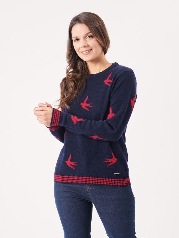 ladies jumper, womens jumper, ladies swallow jumper, swallow, bird jumper, woolen jumper, 