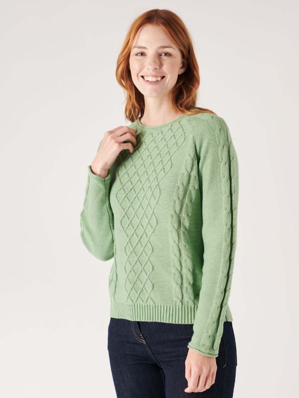 Handforth GREEN Cable Jumper | Quba & Co