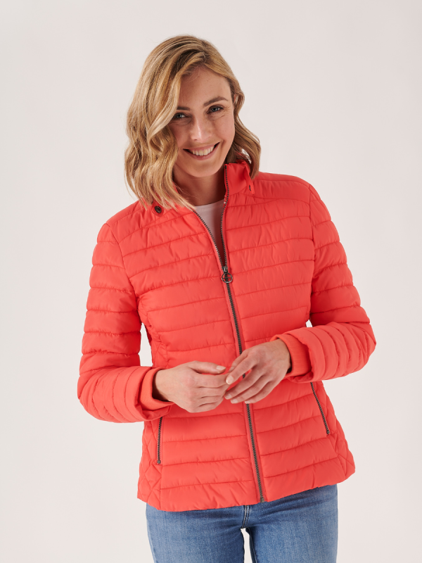 pink, orange, red, coral, padded jacket, puffer jacket, uld, coat, lighweight, 